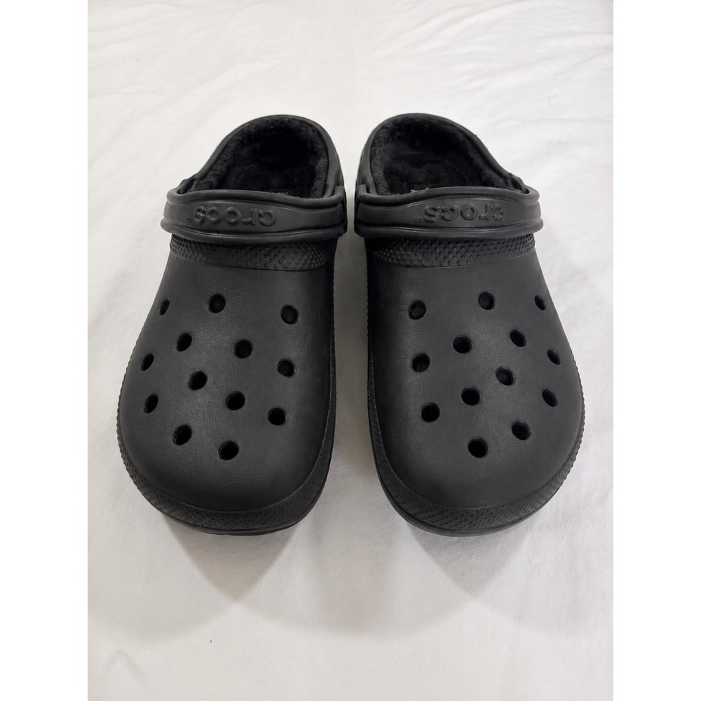 Crocs Classic Lined Clog Black Faux Fur Dual Comfort Mens 10 Womens 12